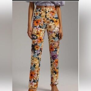 Moxy Collective for Maeve Floral Straight‎ Leg pants 10 workwear preppy holiday